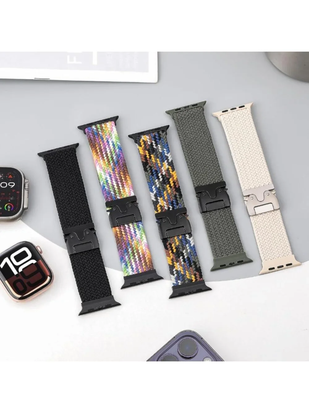 Nylon Braided Apple Watch Bands for Ultra, Series 3, 2, 11/SE - Unisex Style